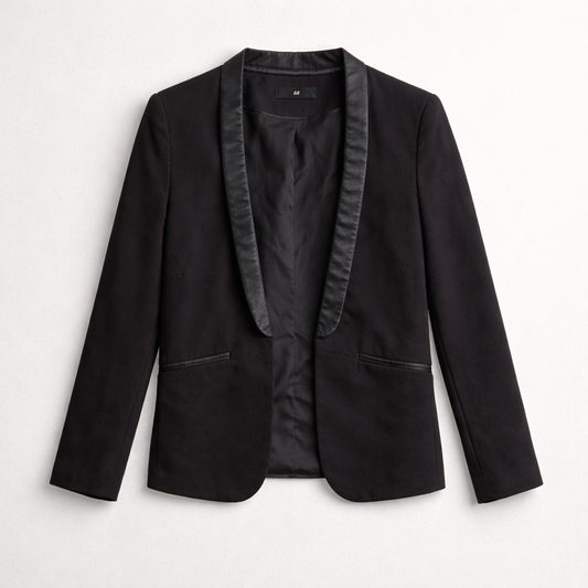 Åbenstående blazer med imiteret læderrevers