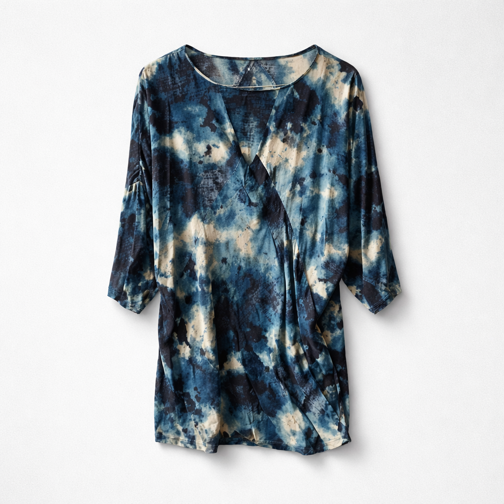 Tie-dye kjole med wrapsnit