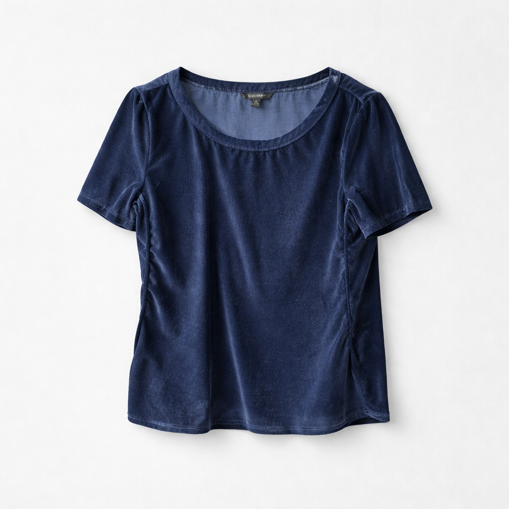 Fløjlsbluse med korte ærmer