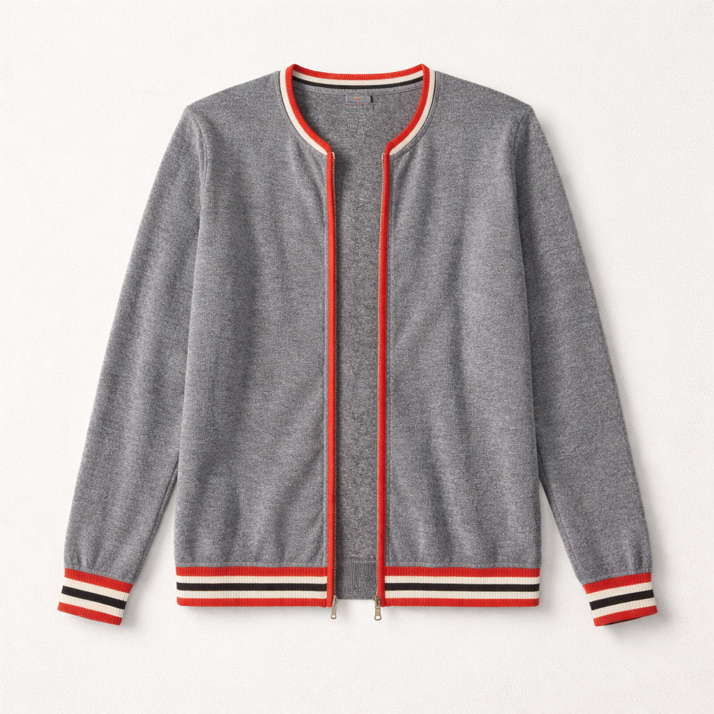 Fin cardigan med kontraststribet kant