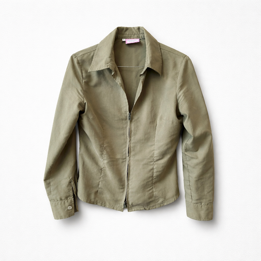 Figursyet blazer med lynlås-detalje