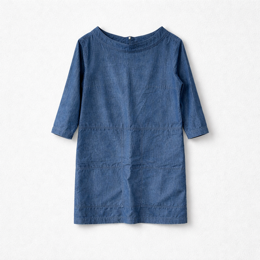 Let denimkjole med boat-hals