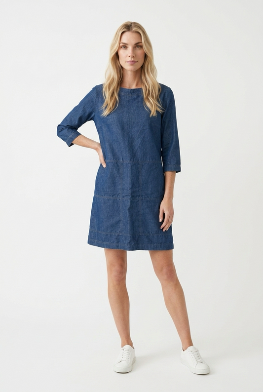 Let denimkjole med boat-hals