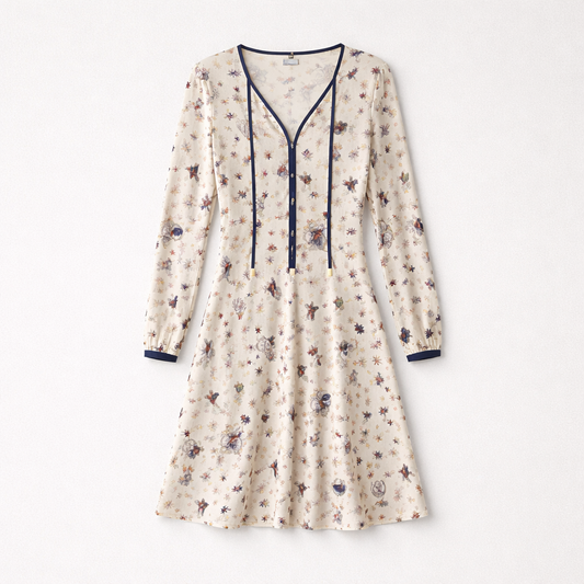 Feminin kjole med farverigt print