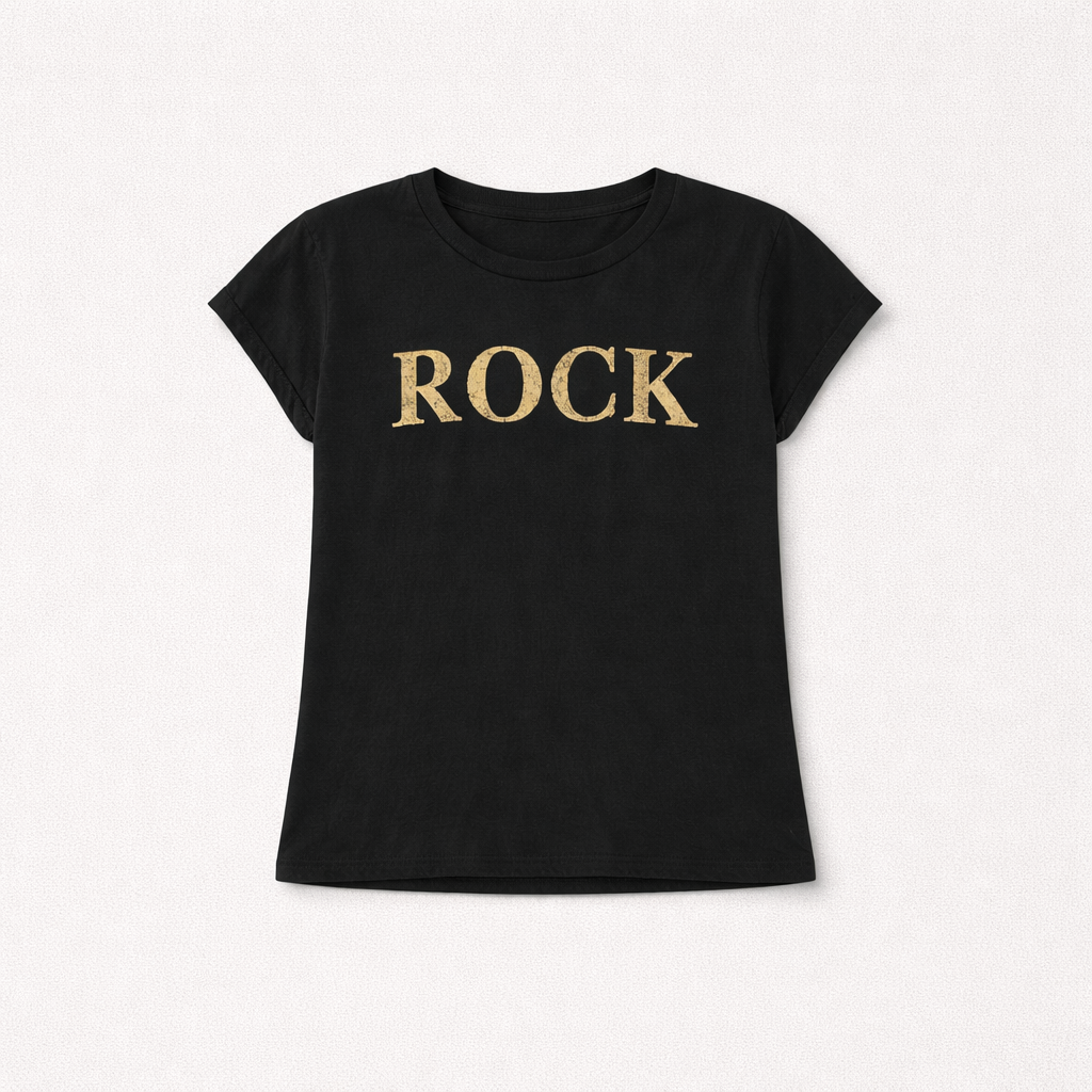 T-shirt med guld "ROCK"-print