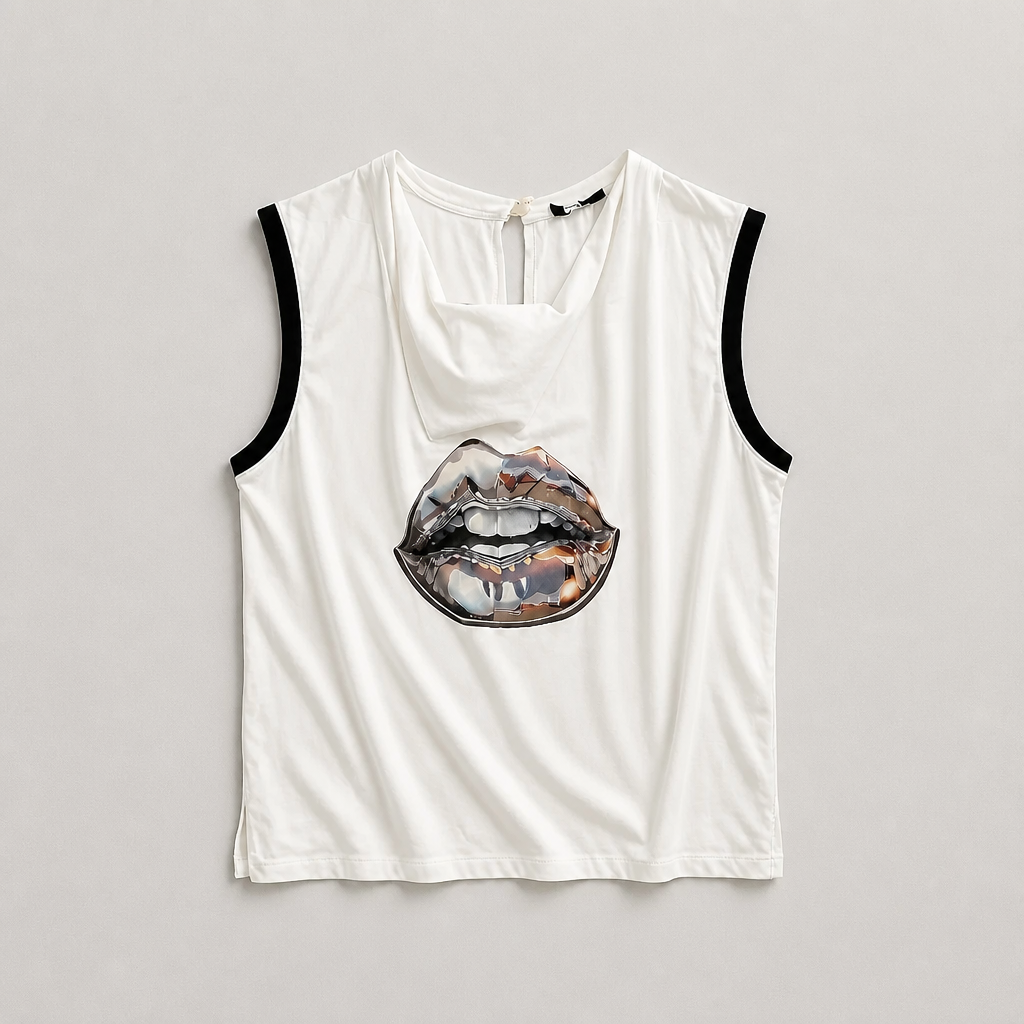 Upcycled bluse med let vandfaldskrave