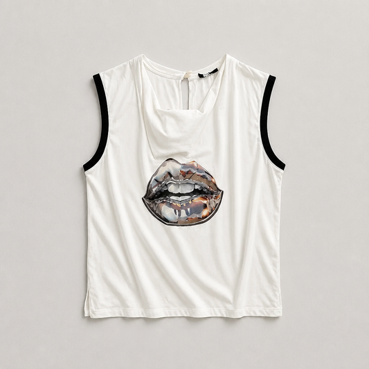 Upcycled bluse med let vandfaldskrave