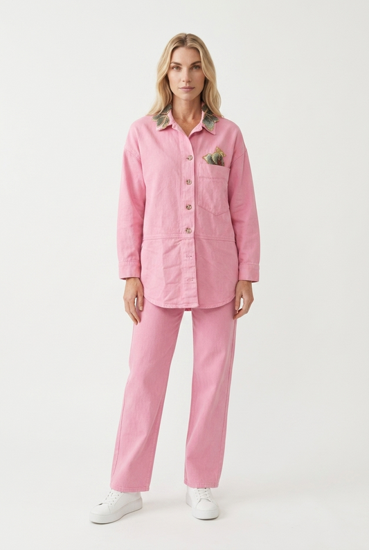 Oversized upcycled denimskjorte