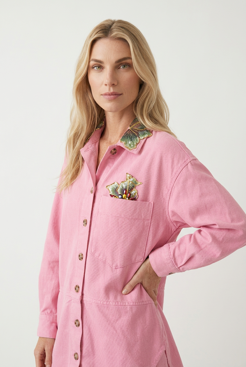 Oversized upcycled denimskjorte