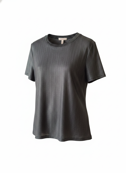 Mørk t-shirt med guldglimmer - ghost mannequin