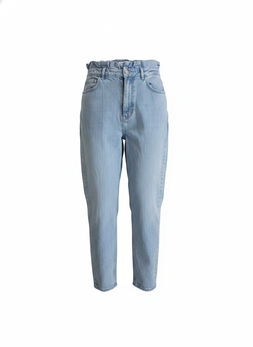 Lyseblå højtaljede paperbag-jeans - ghost mannequin