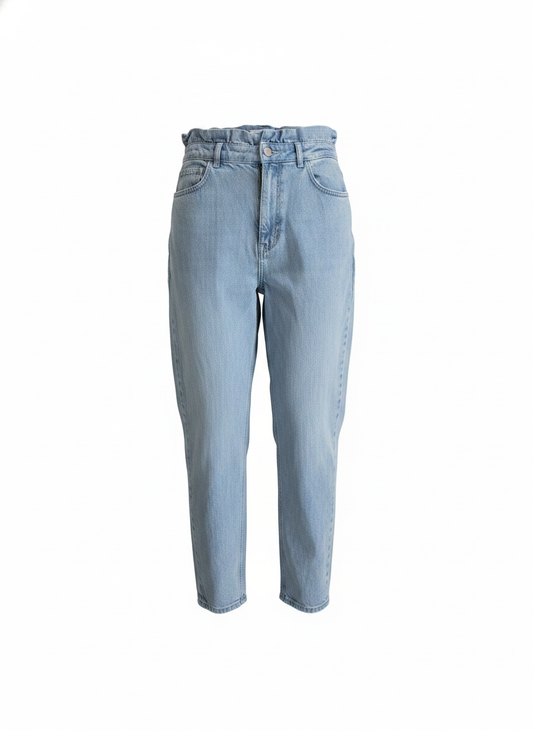 Lyseblå højtaljede paperbag-jeans - ghost mannequin